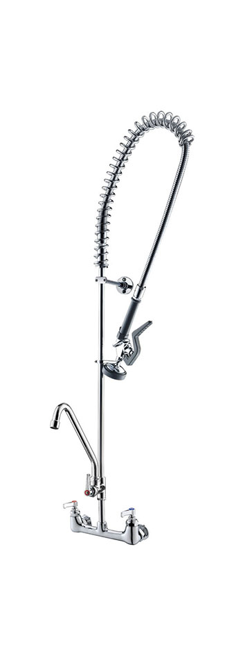 Low Lead Wall Mount Pre-Rinse Faucet with 12″ Add On Faucet and Wall Bracket 5803B